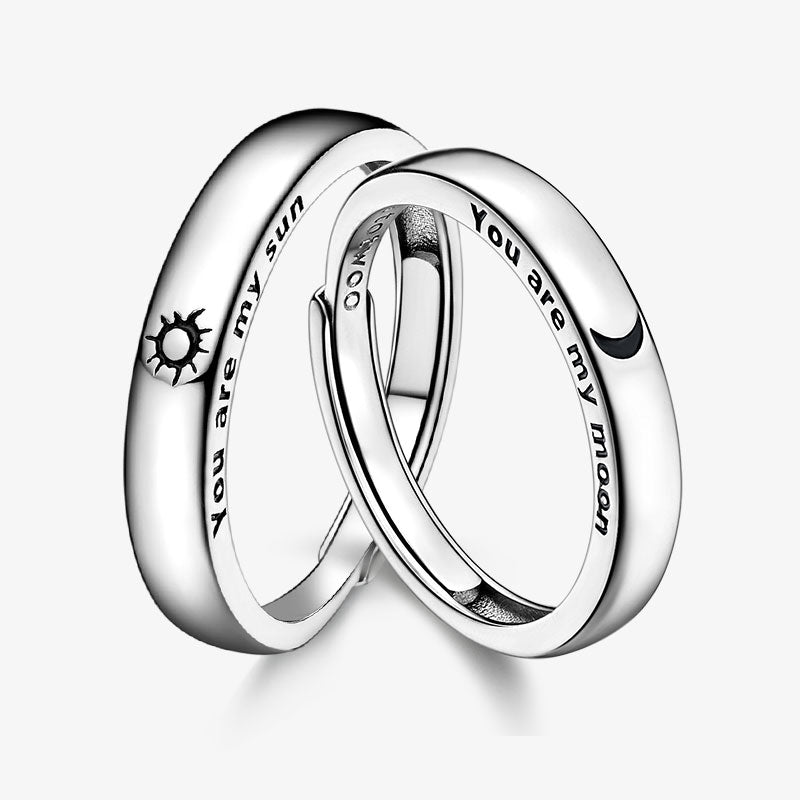 totwoo Sun&Moon Adjustable Silver Couple Rings
