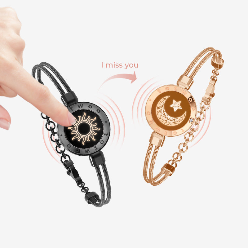 Totwoo Figaro/Black And Gold Sun And Moon Long Distance Touch Bracelets For  Couples