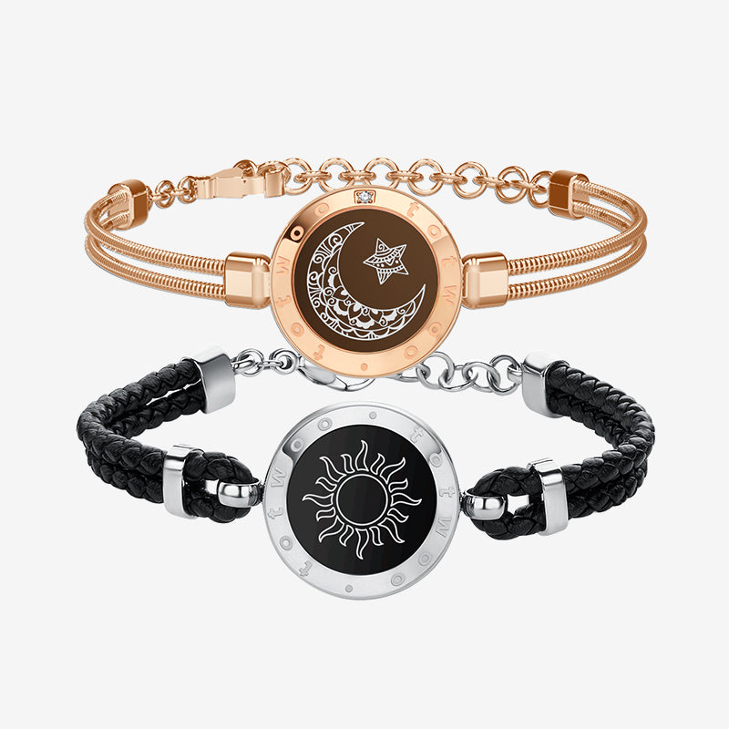 Smart Sun & Moon Love Projection Bracelet For Couples Totwoo Long Distance  Touch Light Up & Vibrate Gift From Luxury8ewelry, $93.58
