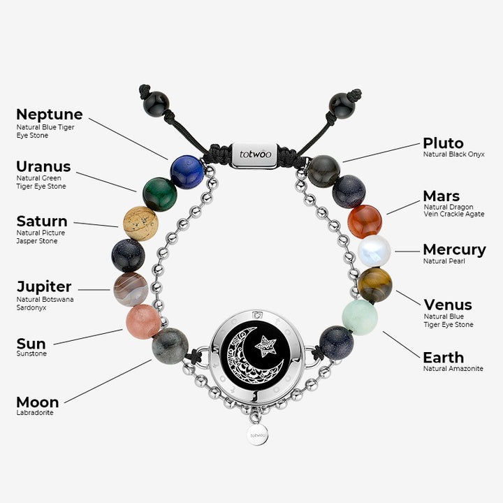 Sun&Moon Touch Bracelets with Solar System Guardian Beads