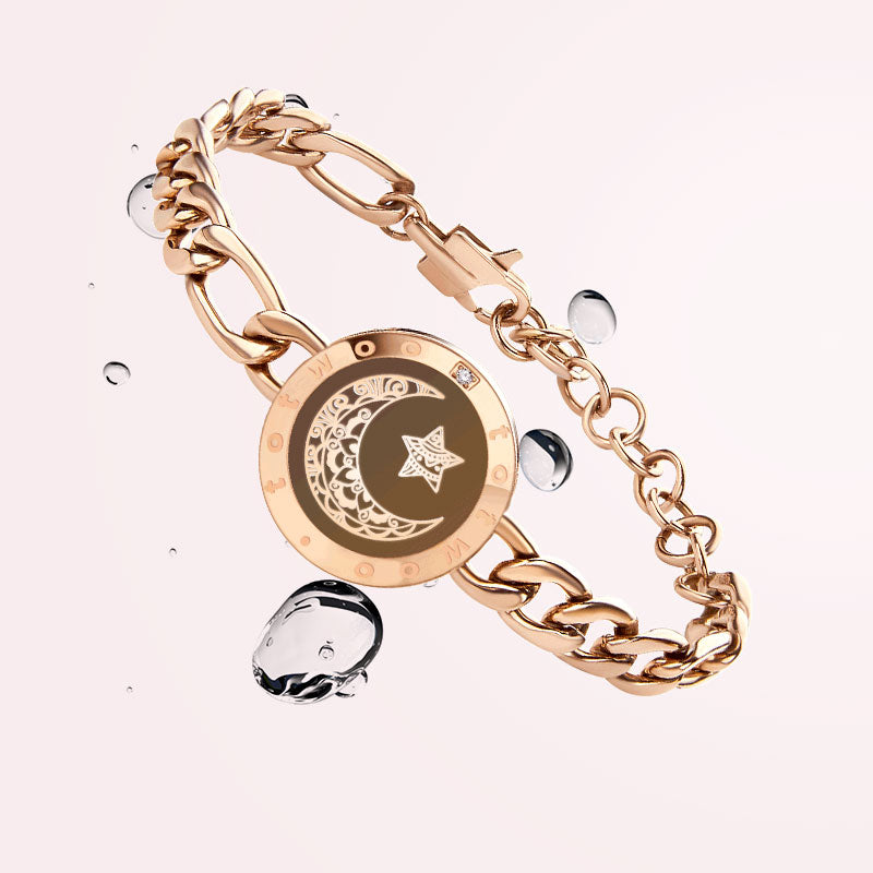 Sun&Moon Touch Bracelets with Figaro Chain(Black+Rose Gold) – totwoo