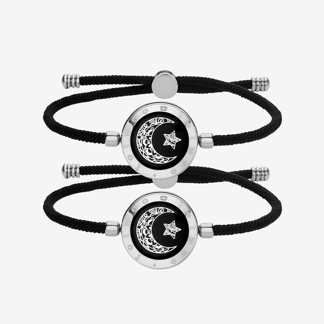 Moon&Moon Touch Bracelets with Milan Rope(Black+Black)
