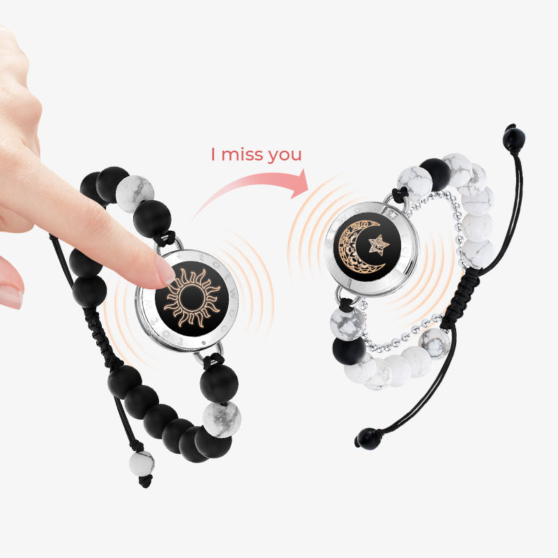 Totwoo Long Distance Touch Bracelets for Couples Relationship Light  up&Vibrate Smart Bracelets Bluetooth Connecting Jewelry-Sun&Moon Milan Rope  Sliver - Walmart.com