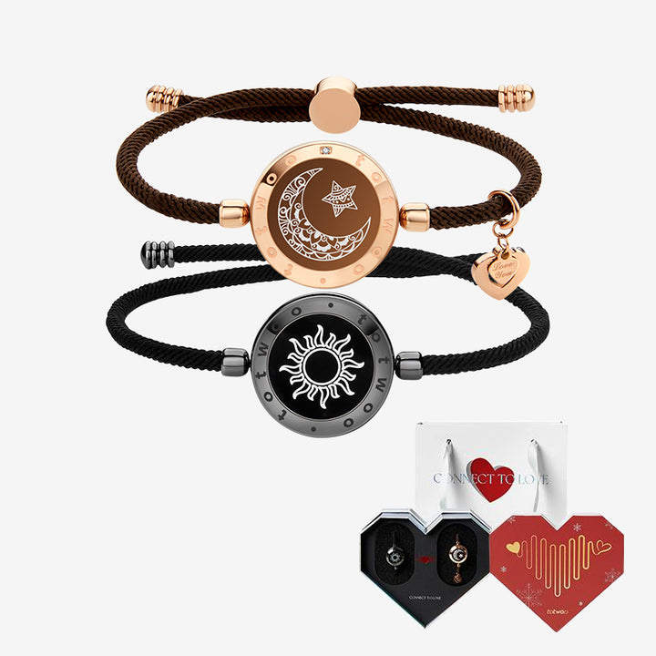 [Valentinstag weiße Geschenkverpackung] Sun & Moon Touch -Armbänder mit Mailandseil (schwarz+braun)