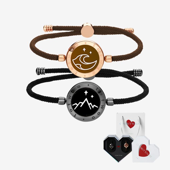 [Emballage cadeau de coeur blanc] Bracelets de montagne et de touche en mer avec corde Milan (noir + or rose)