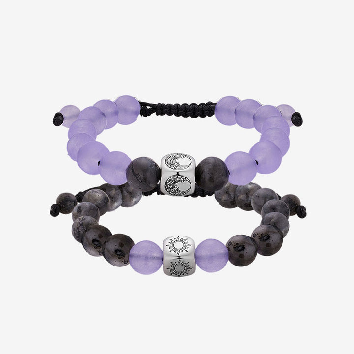 Bracelets perlés Sun&Moon en violet et noir