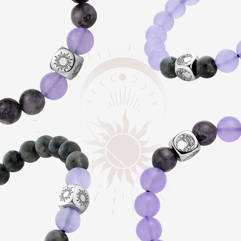 Bracelets perlés Sun&Moon en violet et noir