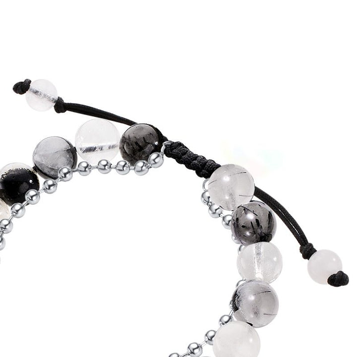 Mountain&Sea Touch Bracelets with Black Tourmaline(Silver+Sliver)