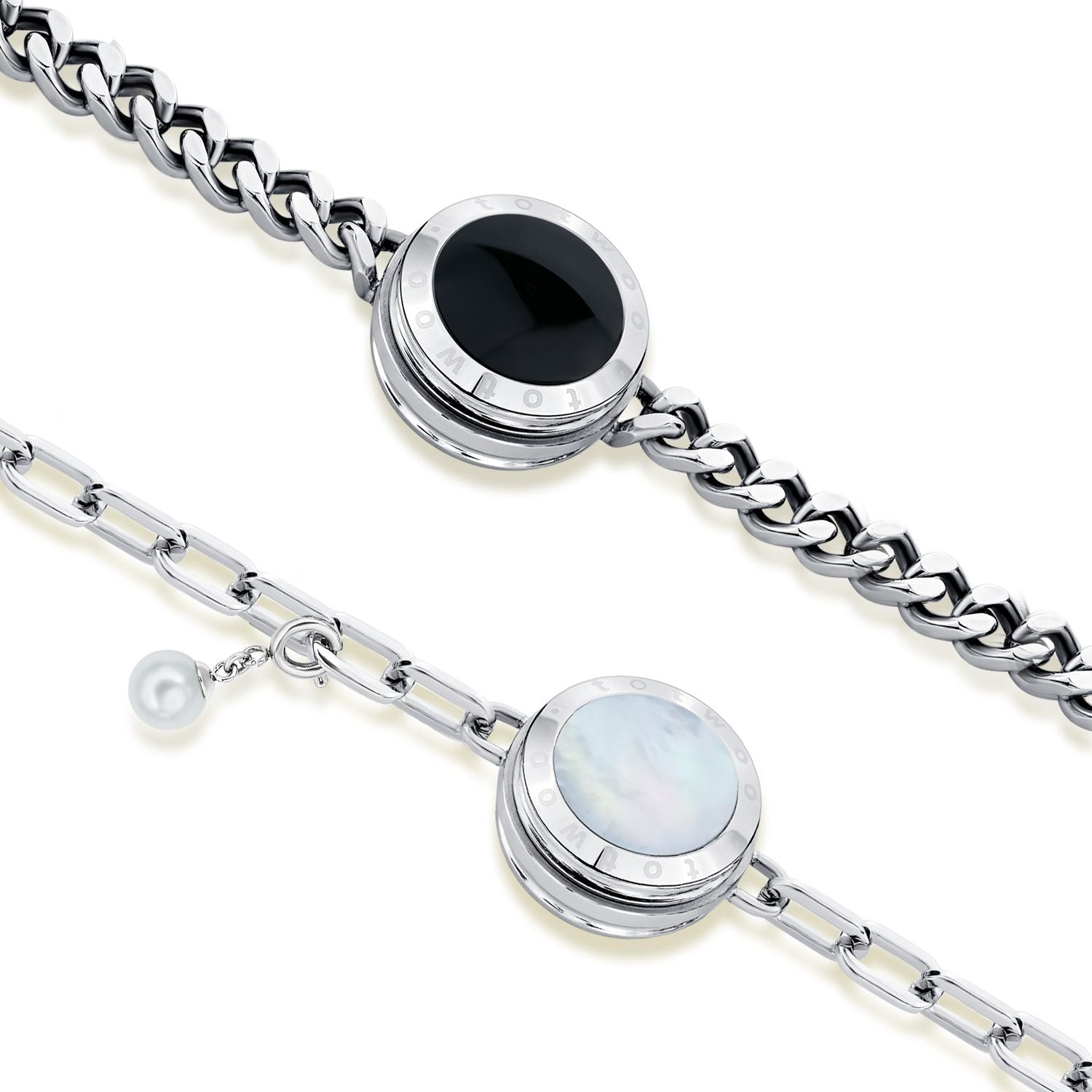 Soulmate 2.0 Touch Bracelets Black Obsidian with Cuban Chain Mother of  Pearl with Link Chain