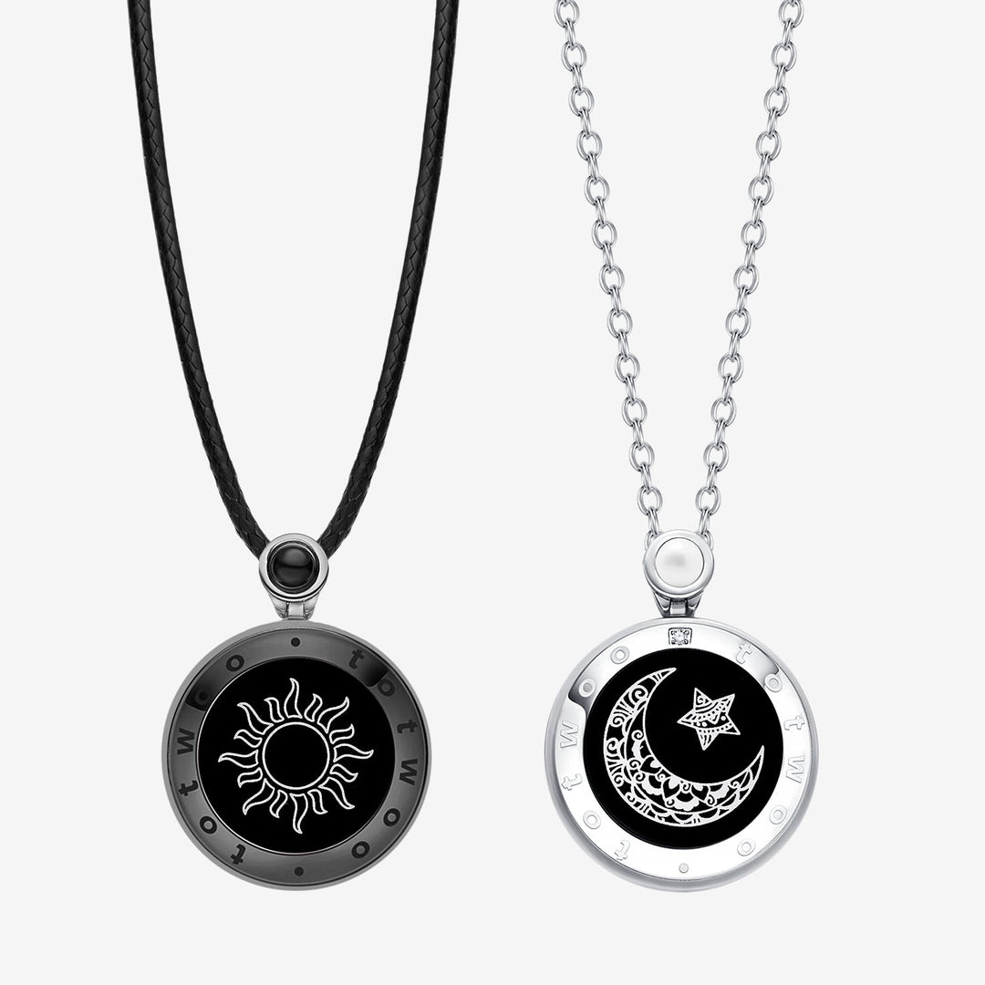 Sun&Moon Touch-Halsketten mit natürlichem Achat im Set für zwei Personen