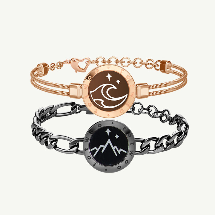 Mountain&Sea Touch Bracelets (Black Figaro Chain+Rose Gold Snake Chain)