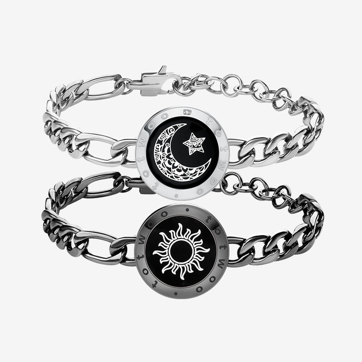 Bracciali con vibrazione intelligente Sun&moon con catena Figaro (nero + argento)