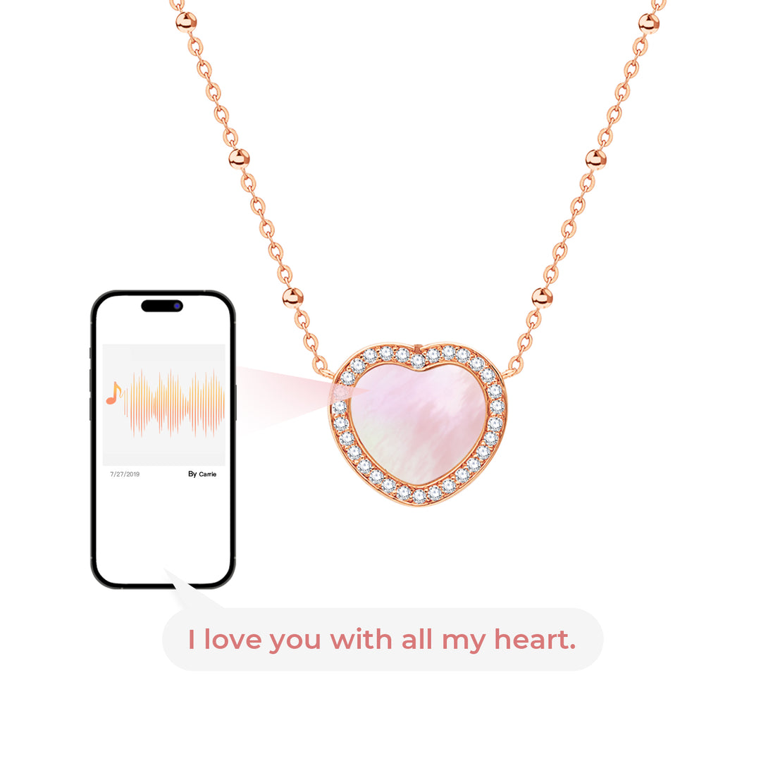 Totwoo Memory Digital Necklace with Spacer Bead Chain(18K Rose Gold Plated Silver+& Mother of Pearl)