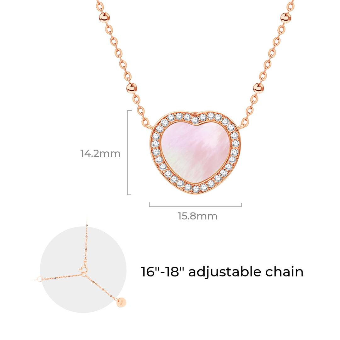 Totwoo Memory Digital Necklace with Spacer Bead Chain(18K Rose Gold Plated Silver+& Mother of Pearl)