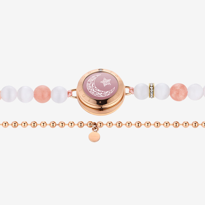 Sun & Moon Touch Bracelets with Phantasmal Beads (Black+Rose Gold)