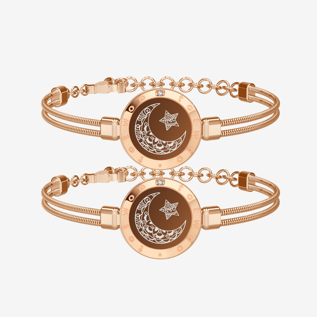 Moon&Star Touch Bracelets with Snake Chain(Rose Gold+Rose Gold)
