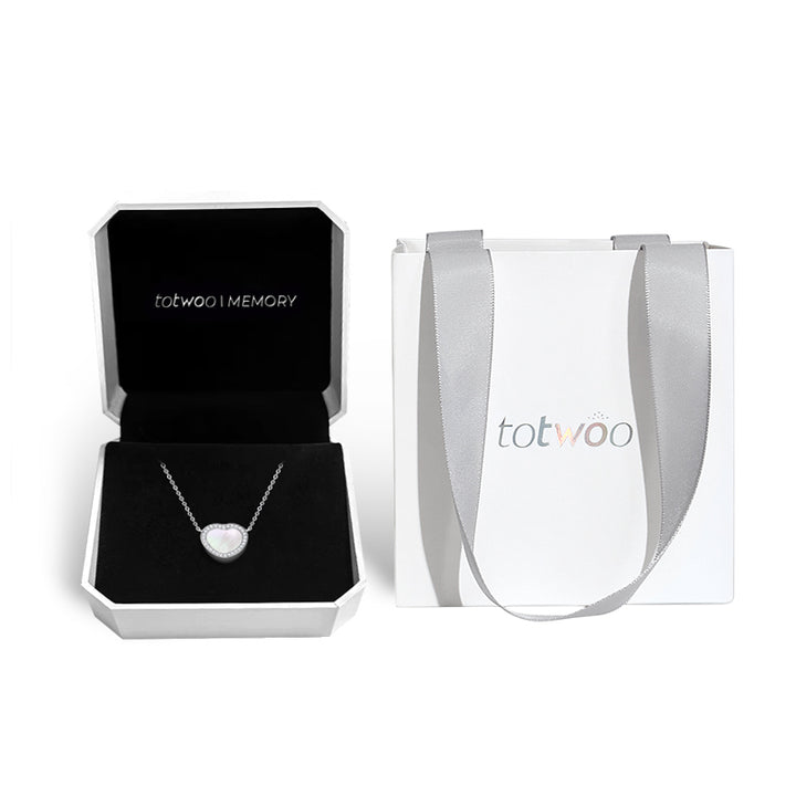 totwoo Memory NFC Necklace( 18K White Gold Plated Silver & Mother of Pearl)