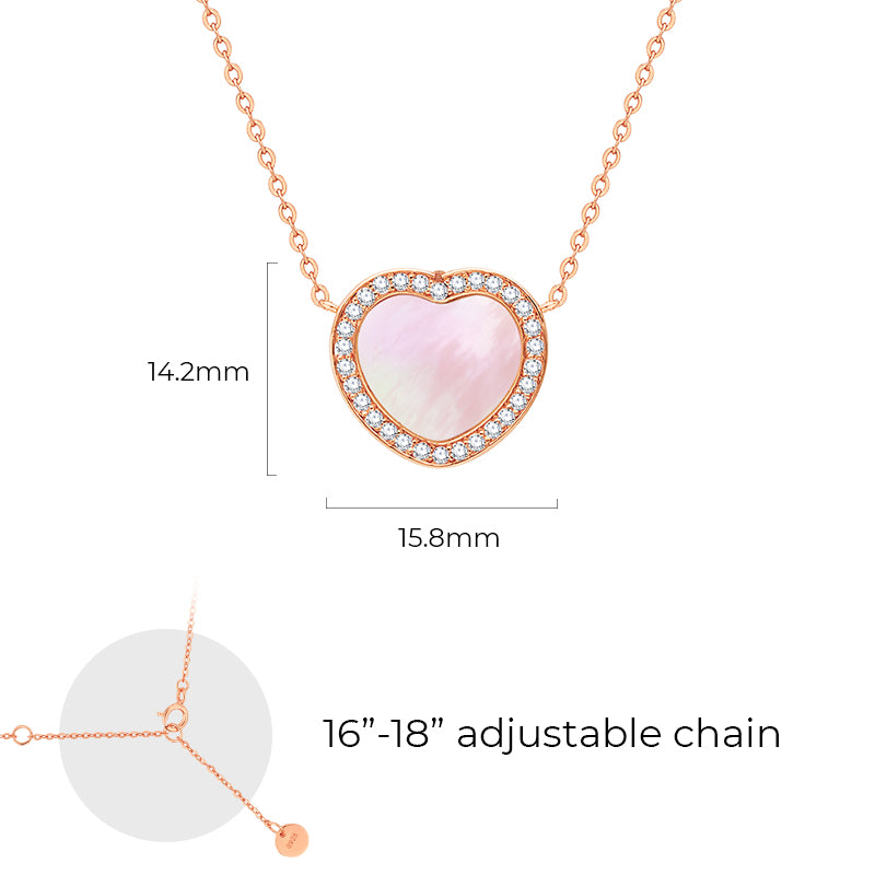 totwoo Memory Digital Locket Necklace (18K Rose Gold plated silver&Mother of Pearl)