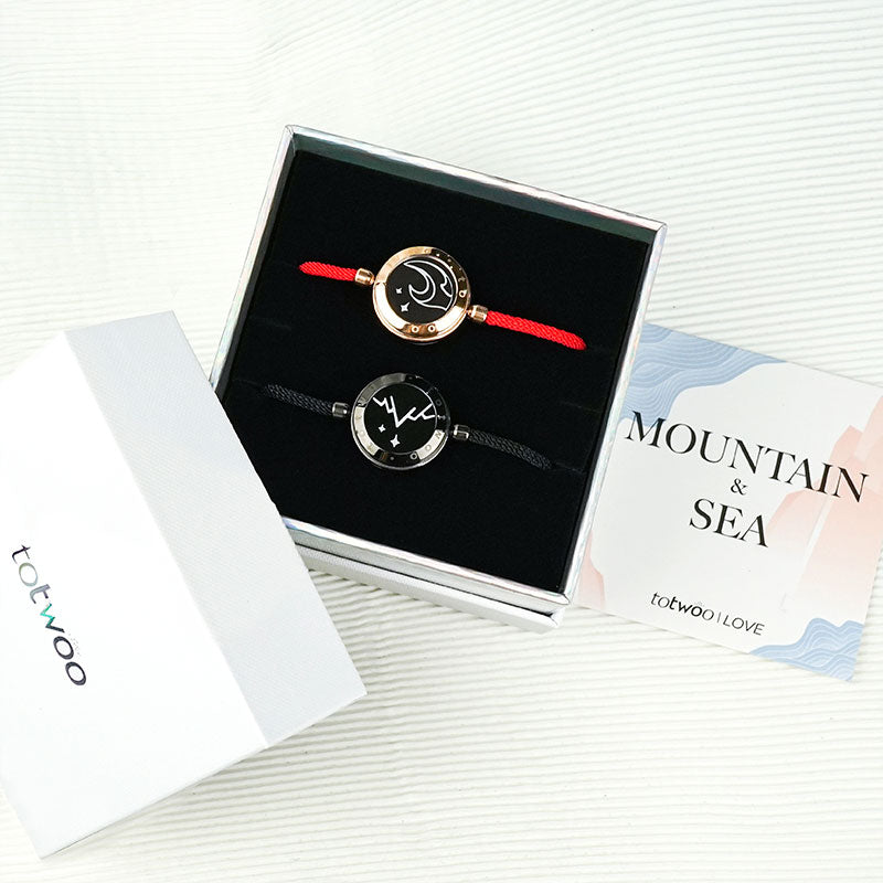 Mountain&Sea Touch Bracelets with Milan Rope(Black+Red)