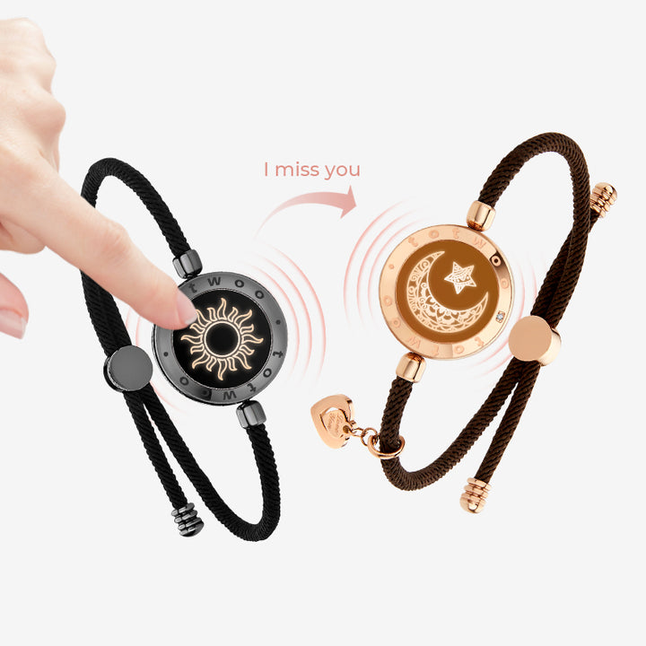 Bracelets de vibration intelligents Sun&moon avec corde de Milan (noir + marron)