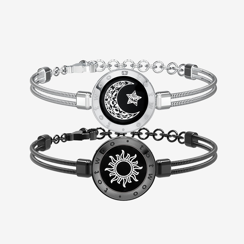 Bracciali con vibrazione intelligente Sun&moon con catena a serpente (nero + argento)