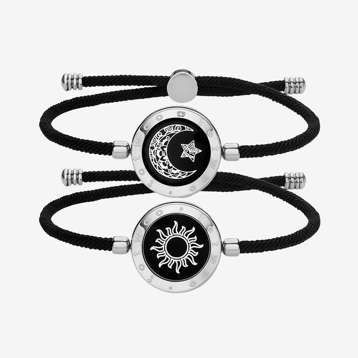 Sun&Moon Touch Bracelets with Milan Rope(Black+Black)