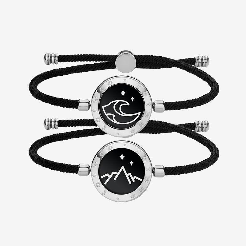 Bracelets de vibration intelligents Mountain&Sea avec corde de Milan (noir + noir)