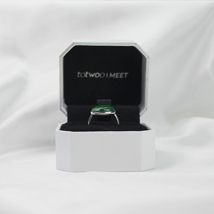 totwoo MEET Malachite Smart Ring(18K white gold plated silver)