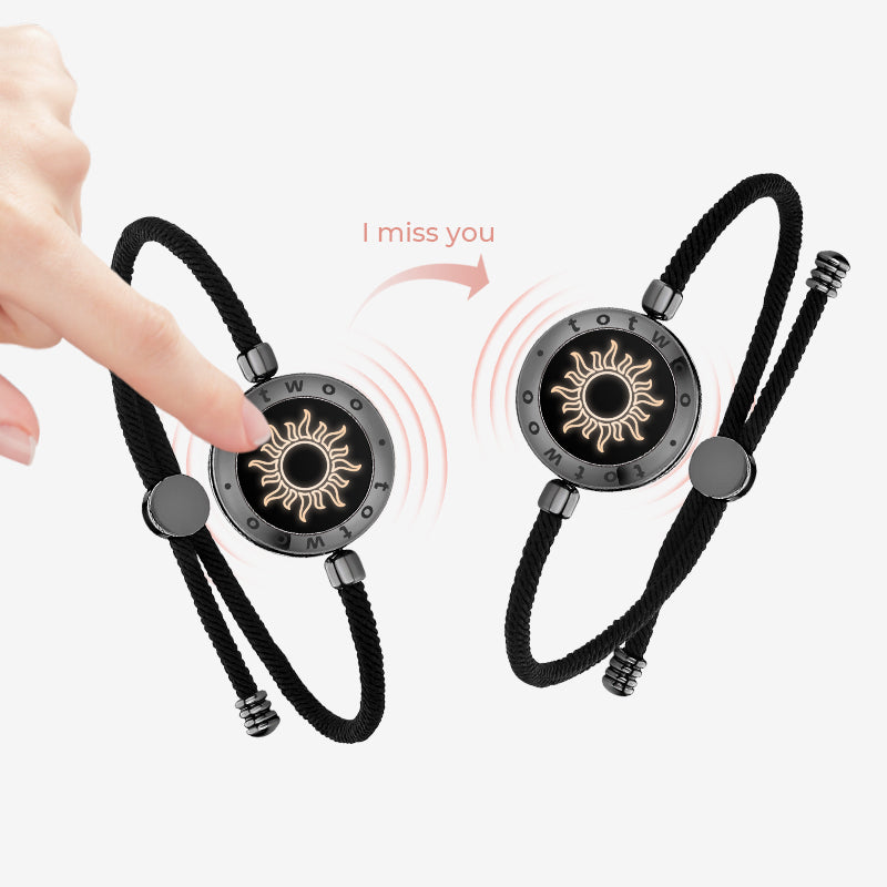 Sun&Moon Smart Vibrationsarmbänder mit Mailänder Seil (Schwarz+Schwarz)