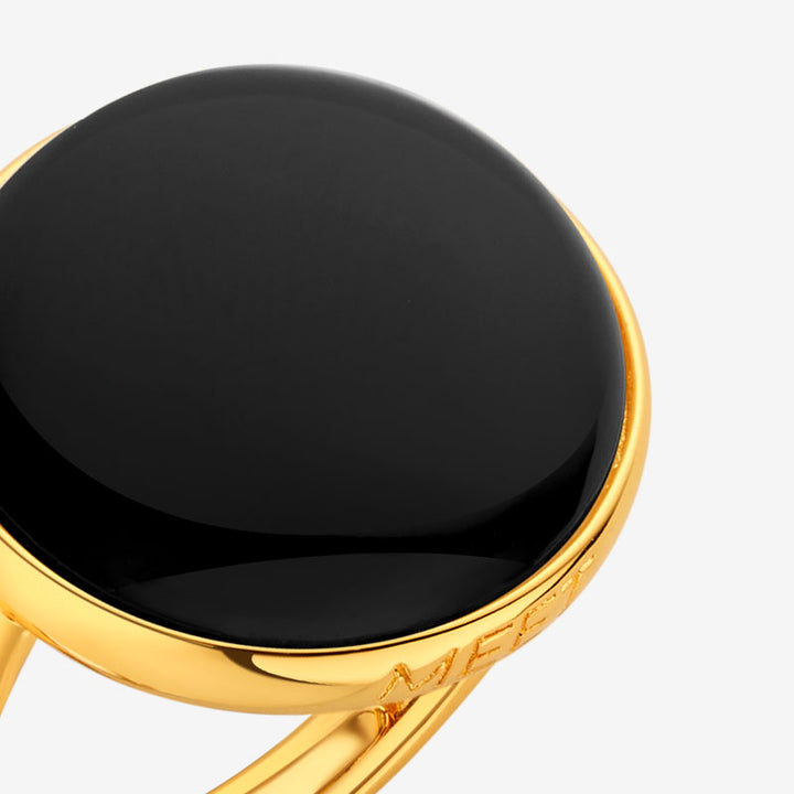 totwoo MEET Black Agate Smart Ring(18K Gold Pated Brass)